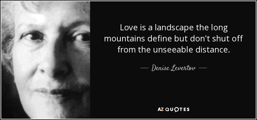 Love is a landscape the long mountains define but don't shut off from the unseeable distance. - Denise Levertov