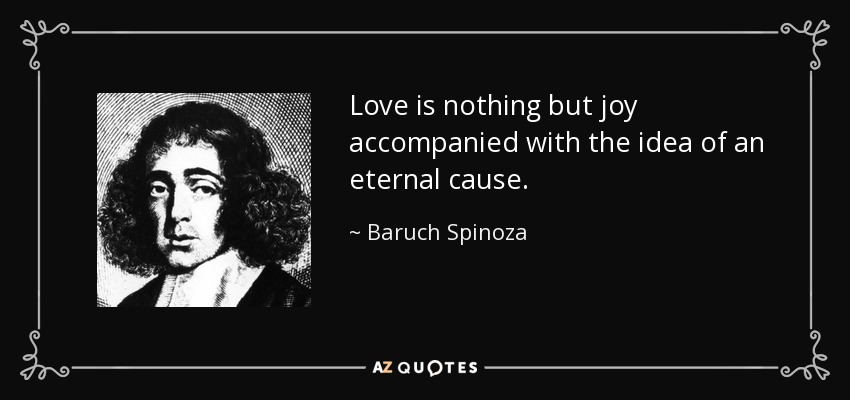 Love is nothing but joy accompanied with the idea of an eternal cause. - Baruch Spinoza