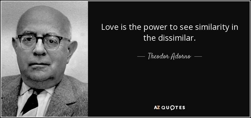 Love is the power to see similarity in the dissimilar. - Theodor Adorno