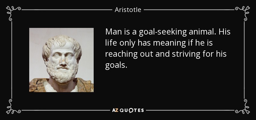 Man is a goal-seeking animal. His life only has meaning if he is reaching out and striving for his goals. - Aristotle