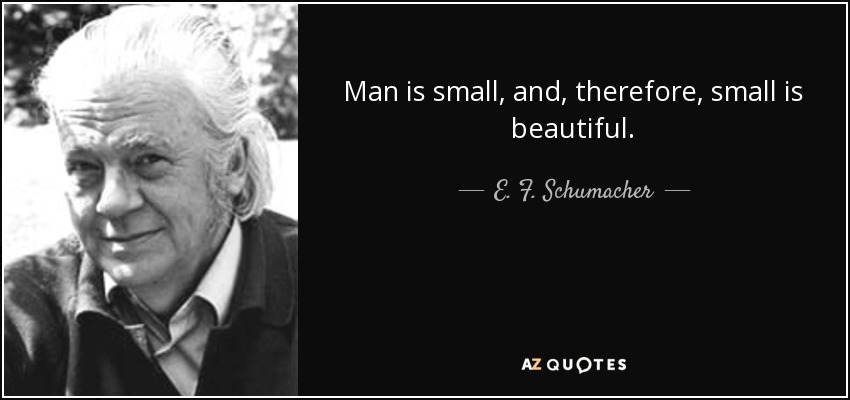 E. F. Schumacher quote Man is small, and, therefore