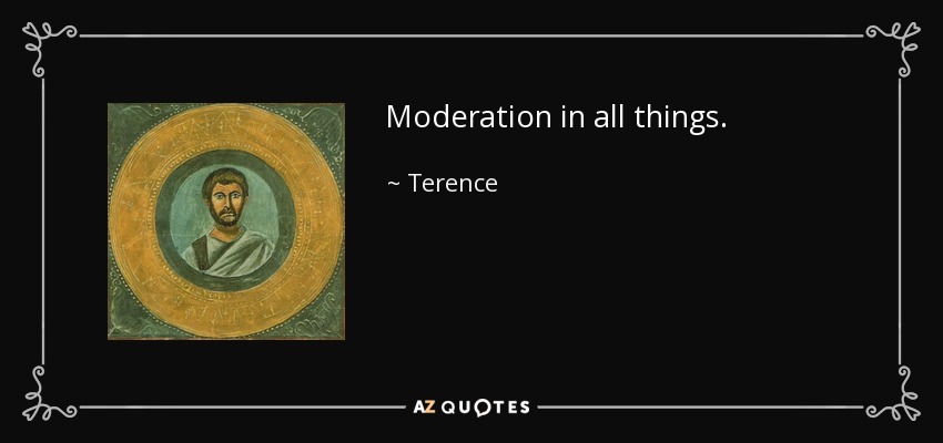 Moderation in all things. - Terence