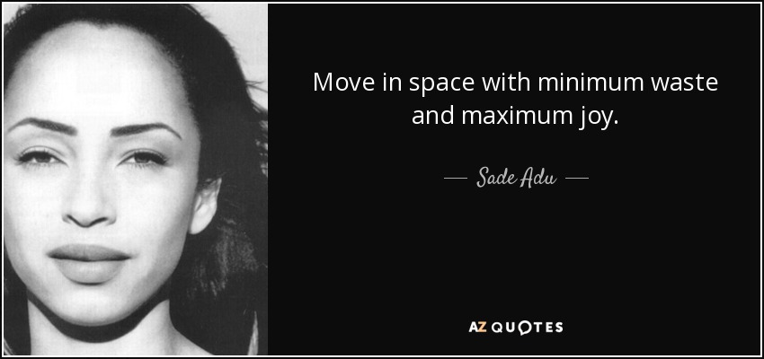Move in space with minimum waste and maximum joy. - Sade Adu