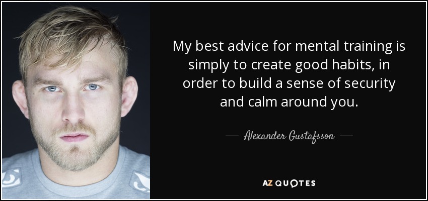 My best advice for mental training is simply to create good habits, in order to build a sense of security and calm around you. - Alexander Gustafsson