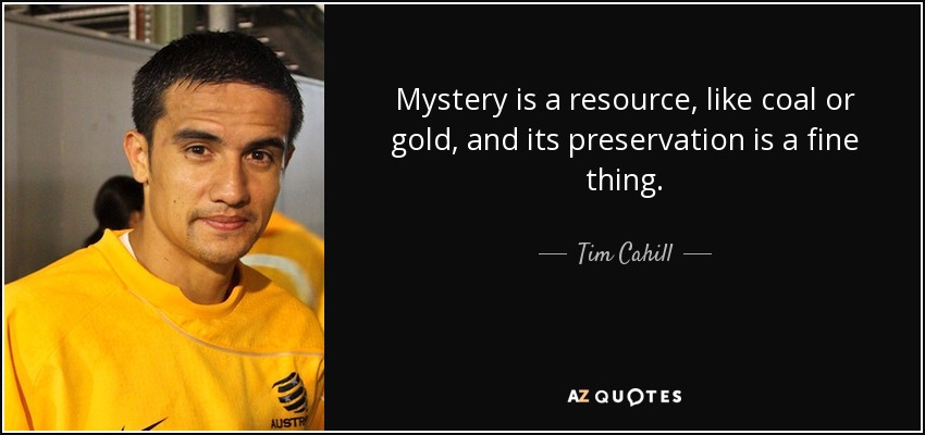 Mystery is a resource, like coal or gold, and its preservation is a fine thing. - Tim Cahill