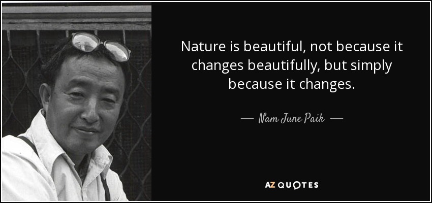 Nature is beautiful, not because it changes beautifully, but simply because it changes. - Nam June Paik
