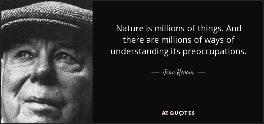 Nature is millions of things. And there are millions of ways of understanding its preoccupations. - Jean Renoir