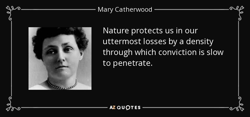 Nature protects us in our uttermost losses by a density through which conviction is slow to penetrate. - Mary Catherwood