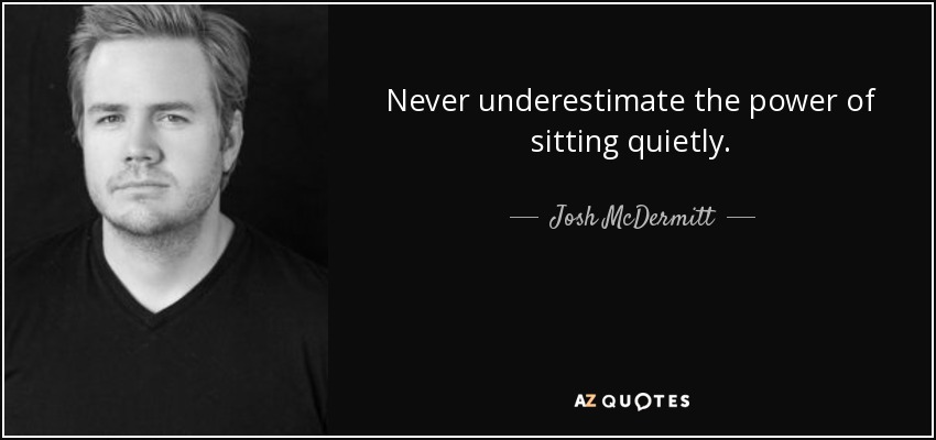Never underestimate the power of sitting quietly. - Josh McDermitt