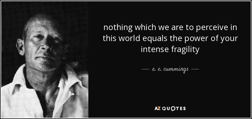 nothing which we are to perceive in this world equals the power of your intense fragility - e. e. cummings