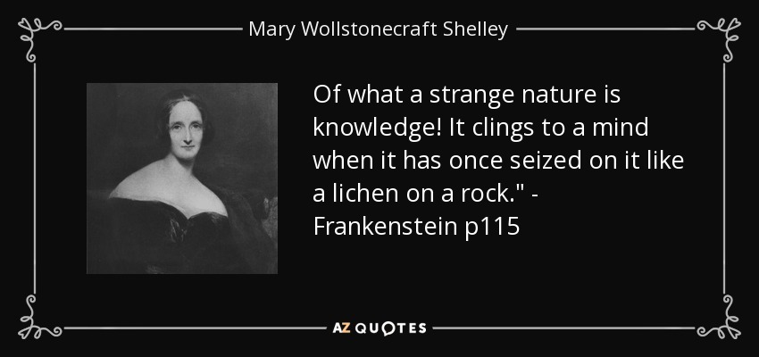 Of what a strange nature is knowledge! It clings to a mind when it has once seized on it like a lichen on a rock.