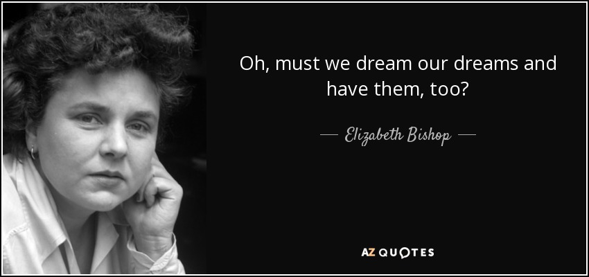 Oh, must we dream our dreams and have them, too? - Elizabeth Bishop