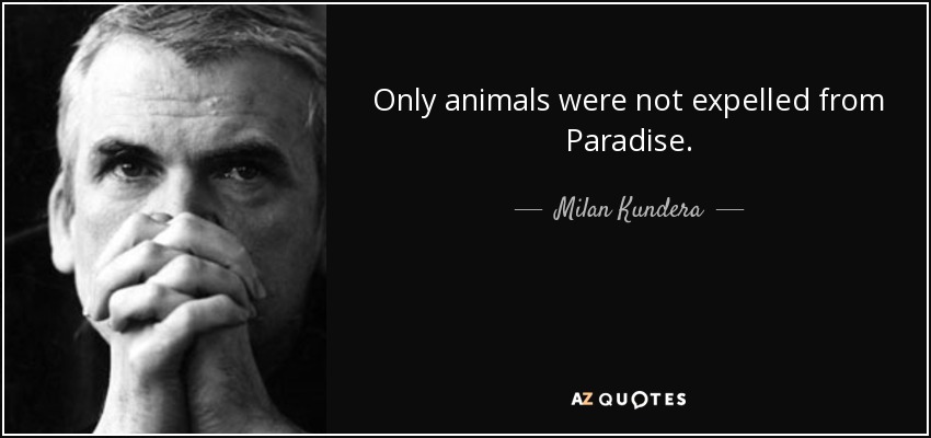 Only animals were not expelled from Paradise. - Milan Kundera