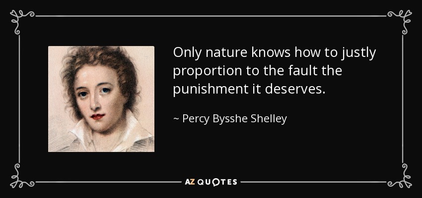 Only nature knows how to justly proportion to the fault the punishment it deserves. - Percy Bysshe Shelley