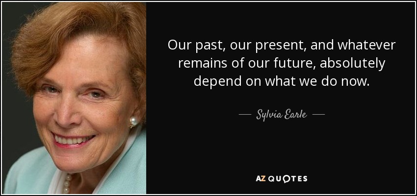 Our past, our present, and whatever remains of our future, absolutely depend on what we do now. - Sylvia Earle