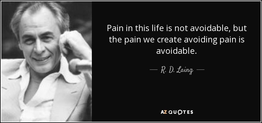 Pain in this life is not avoidable, but the pain we create avoiding pain is avoidable. - R. D. Laing