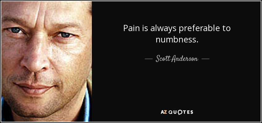 Pain is always preferable to numbness. - Scott Anderson