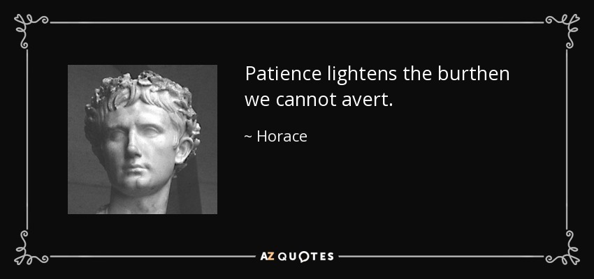 Patience lightens the burthen we cannot avert. - Horace