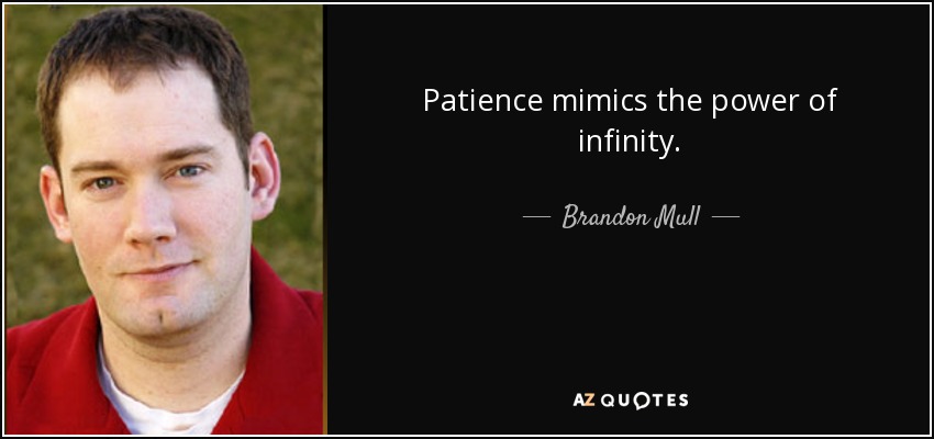 Patience mimics the power of infinity. - Brandon Mull