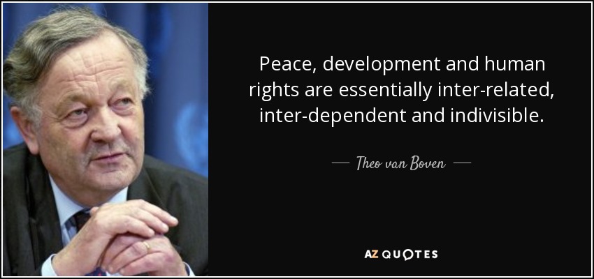 Peace, development and human rights are essentially inter-related, inter-dependent and indivisible. - Theo van Boven