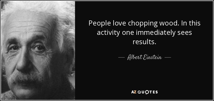 People love chopping wood. In this activity one immediately sees results. - Albert Einstein