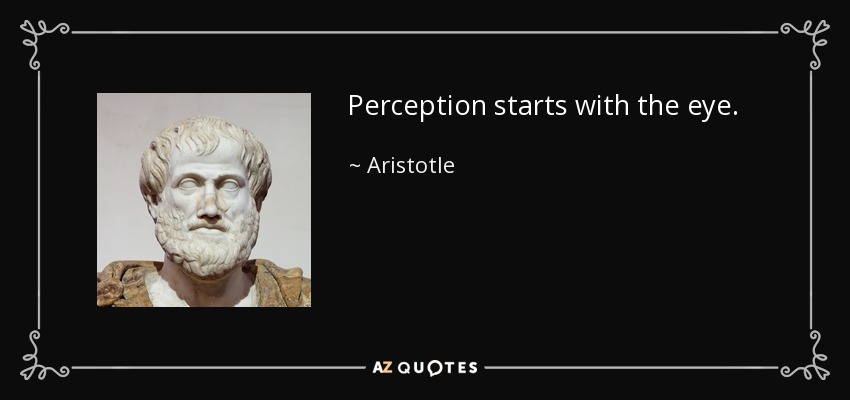 Perception starts with the eye. - Aristotle