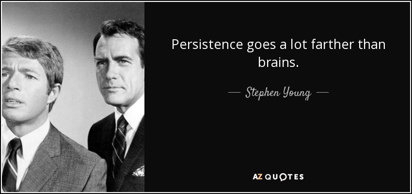 Persistence goes a lot farther than brains. - Stephen Young