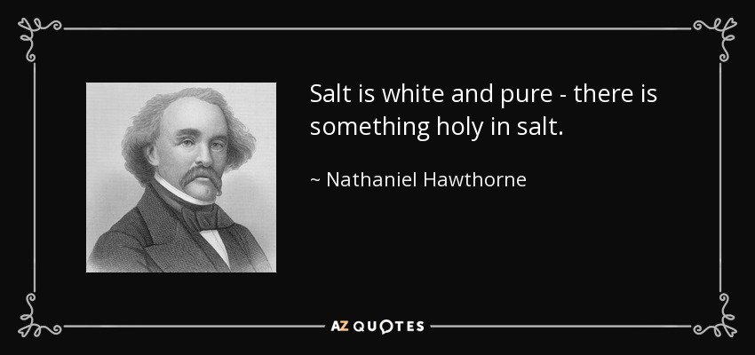 Salt is white and pure - there is something holy in salt. - Nathaniel Hawthorne