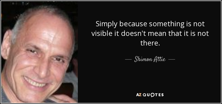 Simply because something is not visible it doesn't mean that it is not there. - Shimon Attie