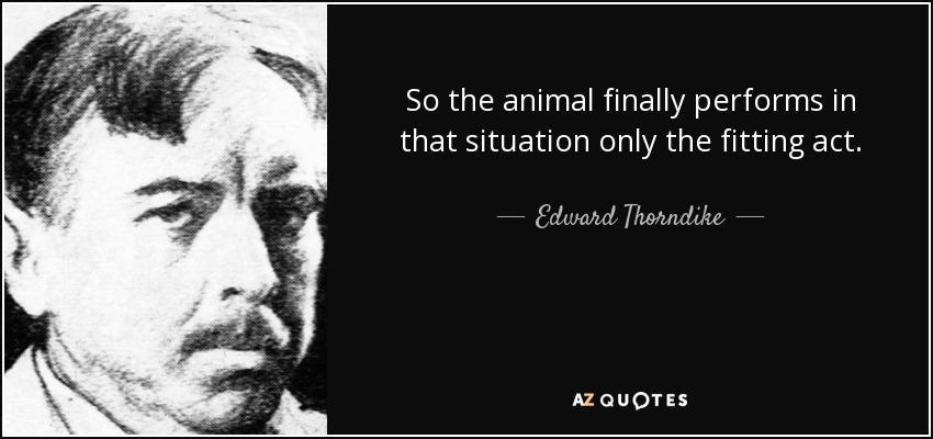 So the animal finally performs in that situation only the fitting act. - Edward Thorndike