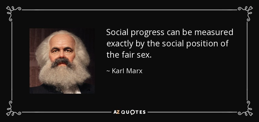 Social progress can be measured exactly by the social position of the fair sex. - Karl Marx