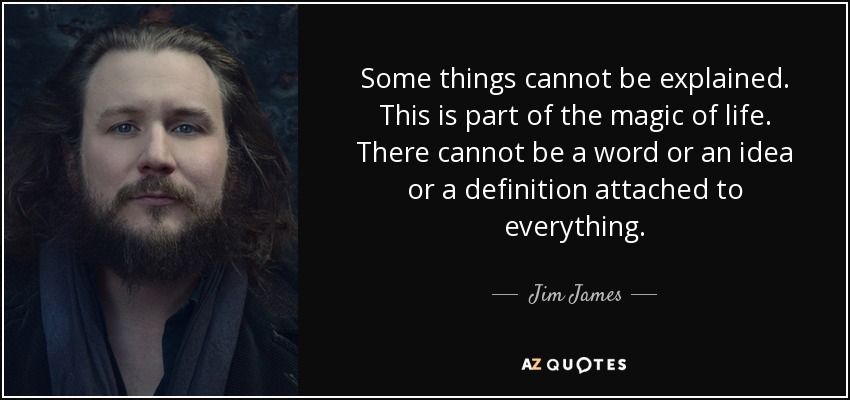 Some things cannot be explained. This is part of the magic of life. There cannot be a word or an idea or a definition attached to everything. - Jim James