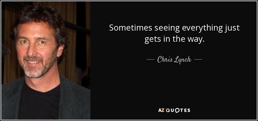 Sometimes seeing everything just gets in the way. - Chris Lynch