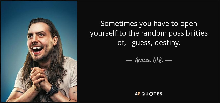 Sometimes you have to open yourself to the random possibilities of, I guess, destiny. - Andrew W.K.