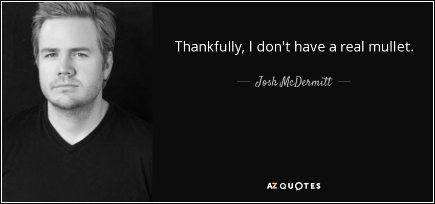 Thankfully, I don't have a real mullet. - Josh McDermitt