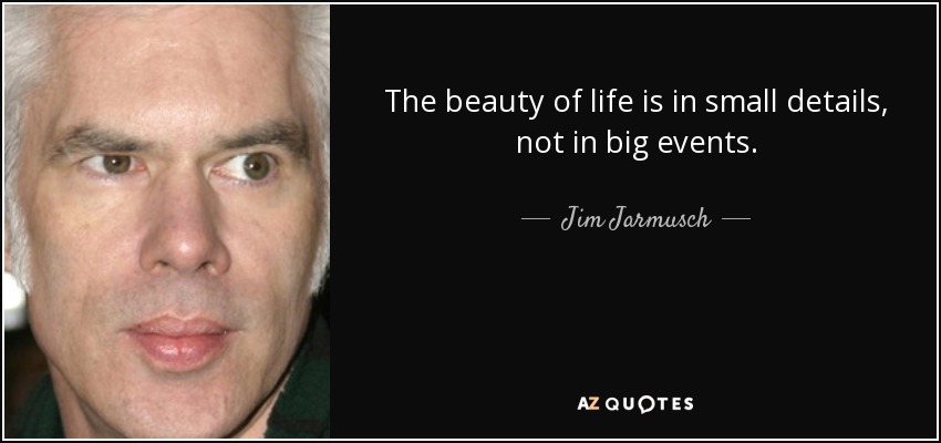 The beauty of life is in small details, not in big events. - Jim Jarmusch