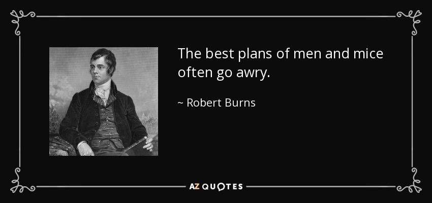 The best plans of men and mice often go awry. - Robert Burns