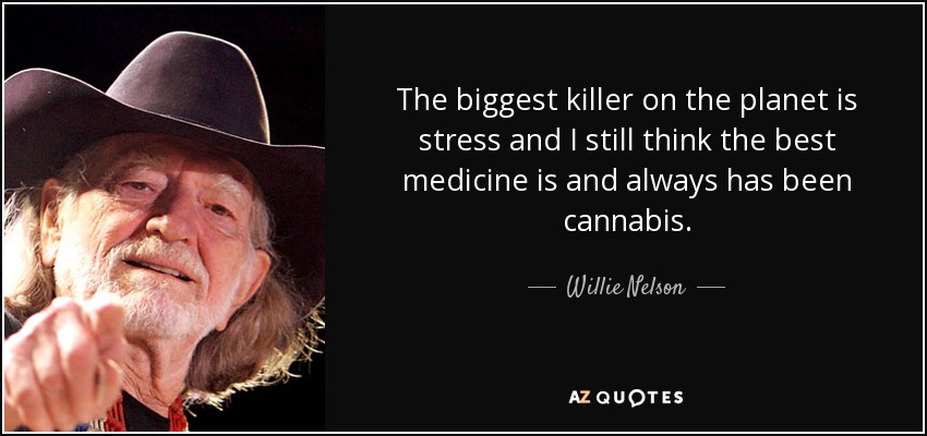 The biggest killer on the planet is stress and I still think the best medicine is and always has been cannabis. - Willie Nelson