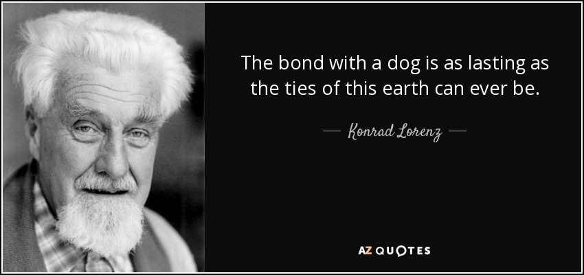 The bond with a dog is as lasting as the ties of this earth can ever be. - Konrad Lorenz