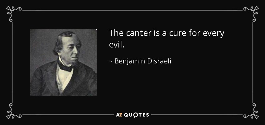 The canter is a cure for every evil. - Benjamin Disraeli