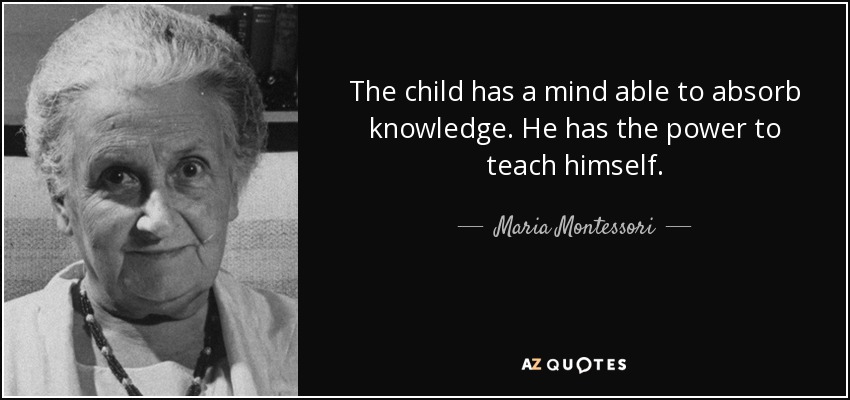 The child has a mind able to absorb knowledge. He has the power to teach himself. - Maria Montessori