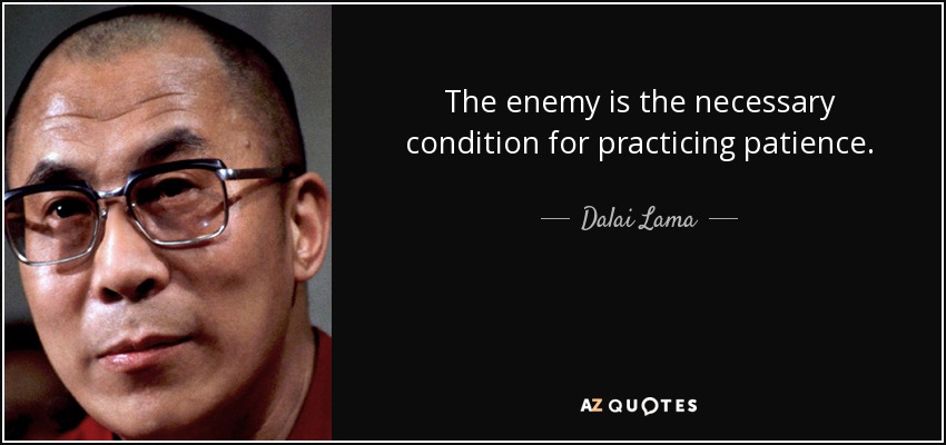 The enemy is the necessary condition for practicing patience. - Dalai Lama