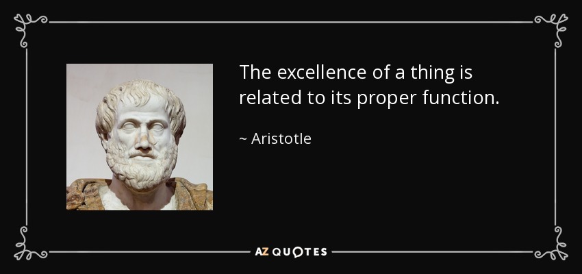 The excellence of a thing is related to its proper function. - Aristotle