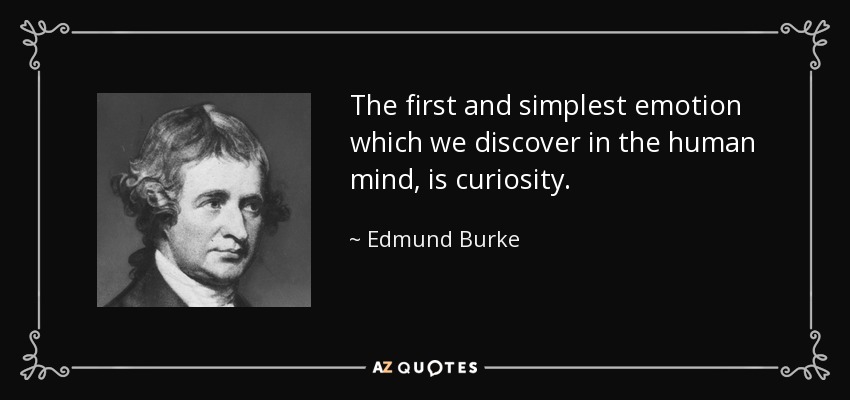 The first and simplest emotion which we discover in the human mind, is curiosity. - Edmund Burke