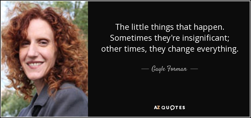 The little things that happen. Sometimes they're insignificant; other times, they change everything. - Gayle Forman
