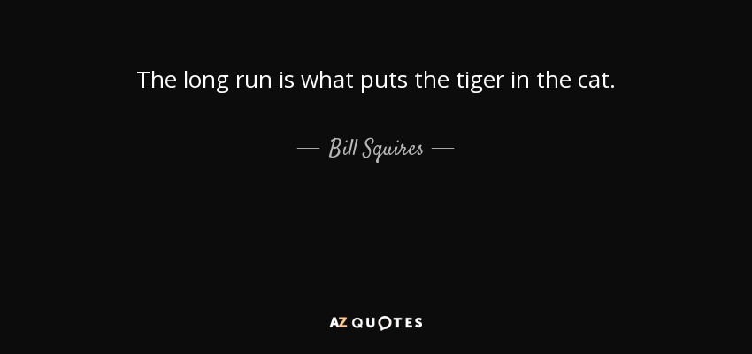The long run is what puts the tiger in the cat. - Bill Squires