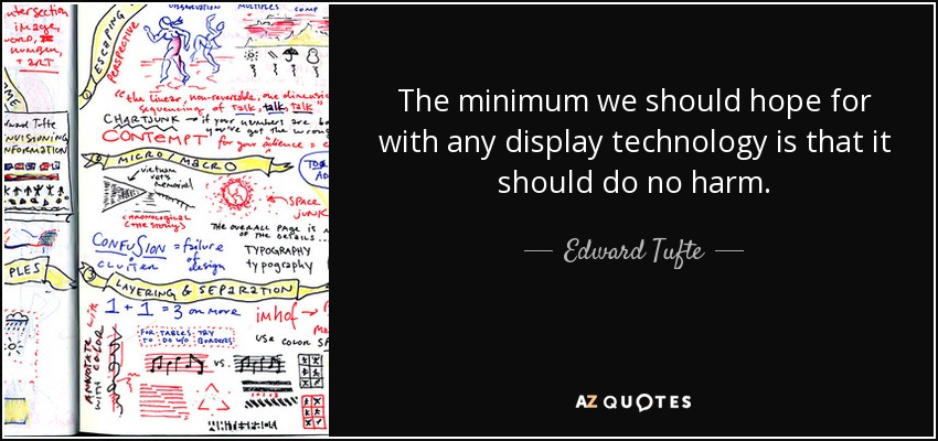 The minimum we should hope for with any display technology is that it should do no harm. - Edward Tufte