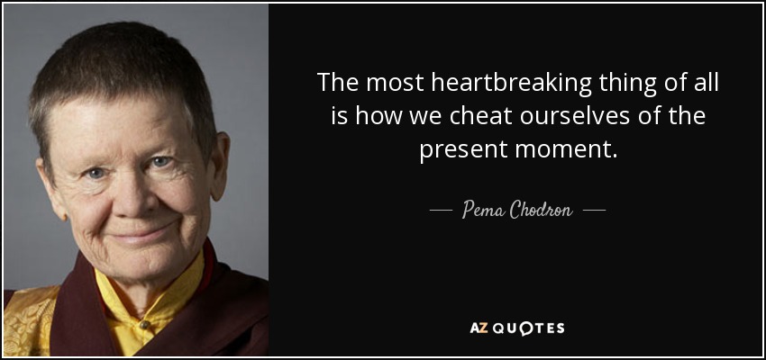 The most heartbreaking thing of all is how we cheat ourselves of the present moment. - Pema Chodron