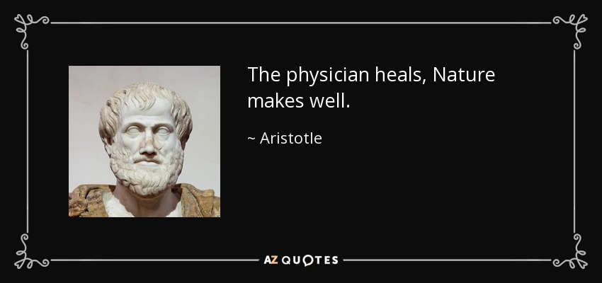 The physician heals, Nature makes well. - Aristotle