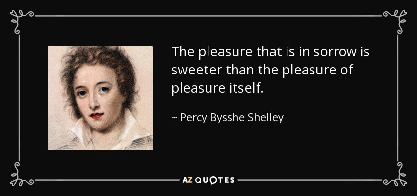 The pleasure that is in sorrow is sweeter than the pleasure of pleasure itself. - Percy Bysshe Shelley